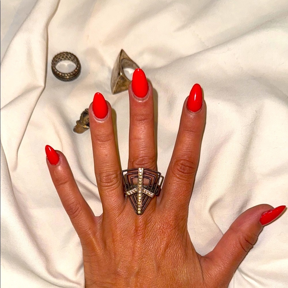 Vintage Sterling Silver zirconia stones Peace ✌🏽 abstract Ring